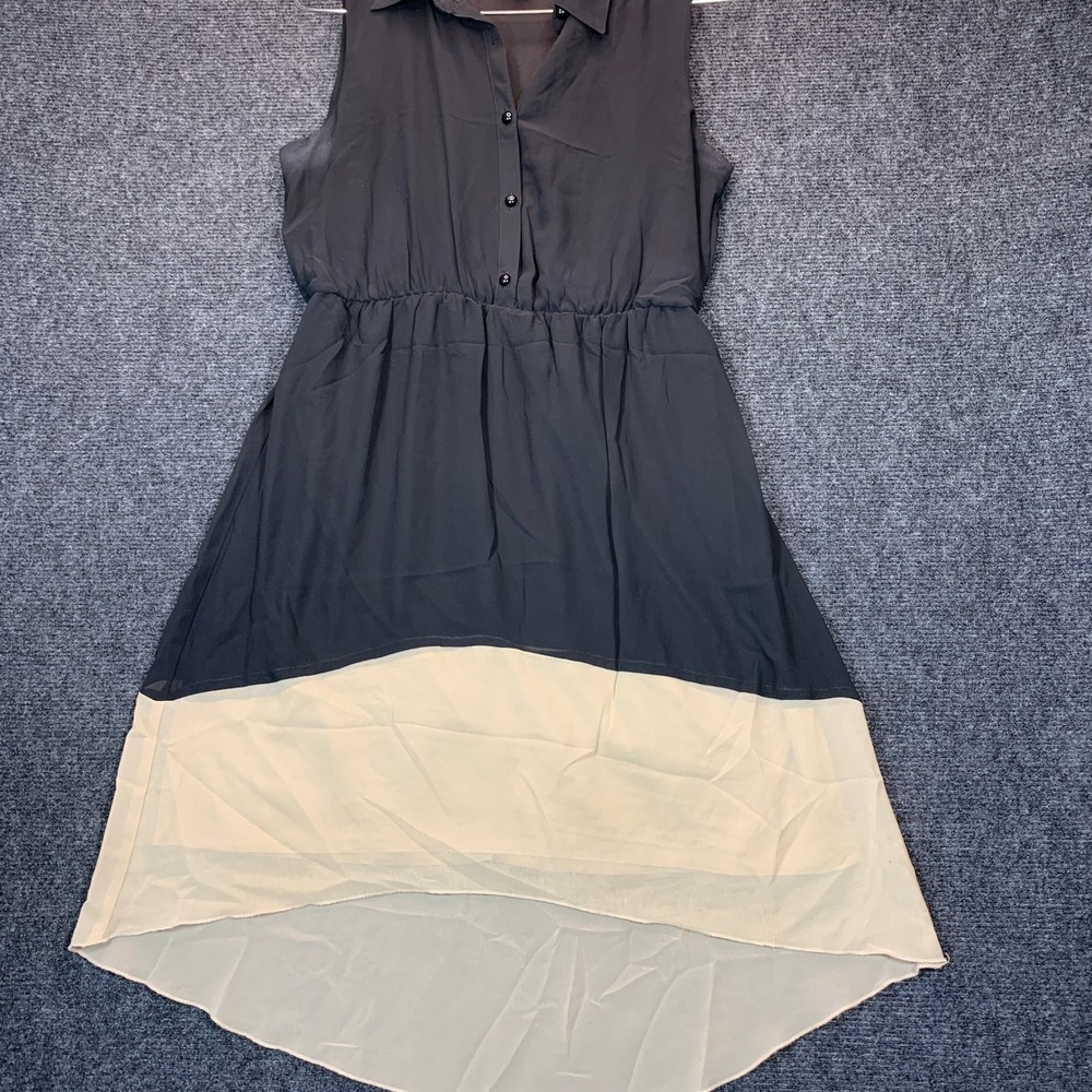Sweet Storm High Low Dress L Black Colorblock Chiffon Whimsigoth Dark Academia